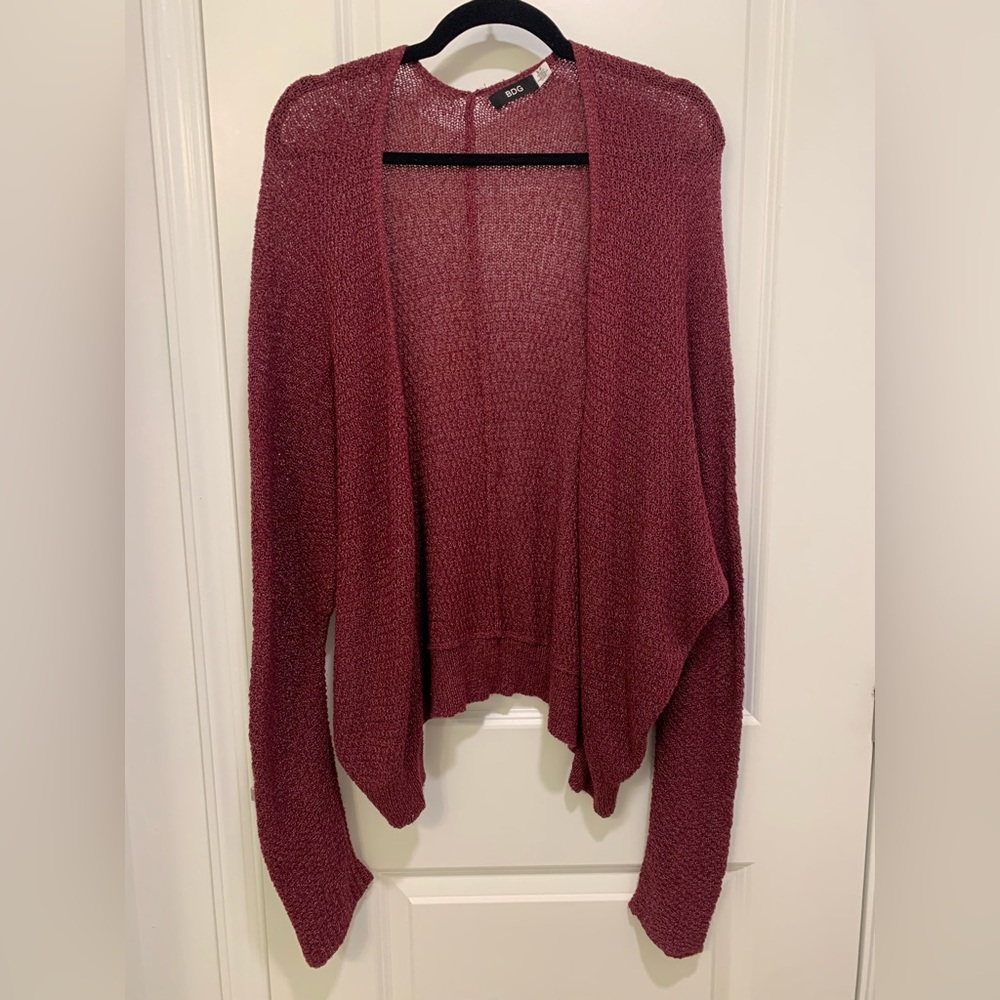 Urban Outfitters BDG Dark Red Lightweight Slouchy Cardigan Sweater Size Small